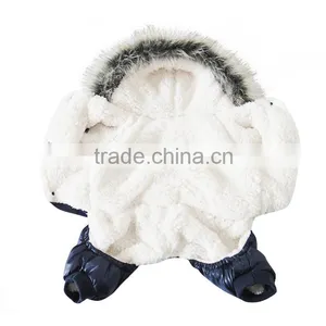 Luxury Fur Flower Cotton Royal Blue Dog Clothes thumbnail-5