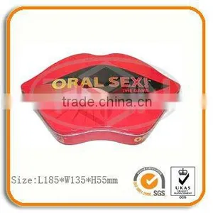 Red Mouth Shaped Tin Box With Window thumbnail-1