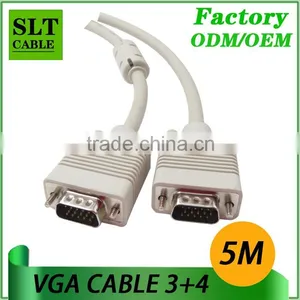 SLT 5M Hot Sale VGA Cable Male to Male 15pin 3+4 for Computer Monitor Projector thumbnail-2
