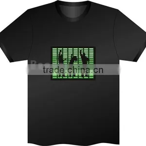 EL T-Shirt Sound Activated Flashing T Shirt Light Up Down Music Party Equalizer LED T-Shirt Interchangeable Short Black Tshirt thumbnail-4