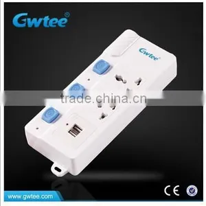 PC Extension Cord Socket With USB Charger Port Multiple Plug Socket With Switch thumbnail-1
