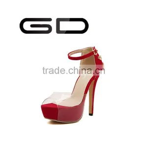 Leading Fashion Kitten Heel Sandals Hot Selling Rivet Decorated Ladies Shoes 2015 Ankle Strap Platform Heels thumbnail-2