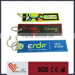 2015 Hot Sell Custom Logo Woven Fabric Keychain With Metal Ring thumbnail-1