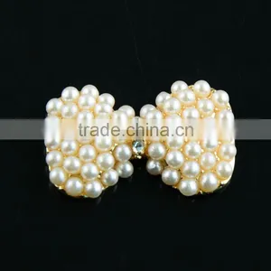 Wholesale Lovely Bow Shape Pearl Embellishment,Pearl Accessories Plated With Gold For Headband thumbnail-1