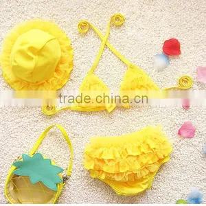 Cute Summer Girl Swimswear For Kids,Fashion Children Bikini Set With Hats thumbnail-3