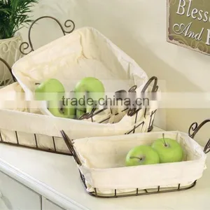 Metal Wire Storage Basket With Liner, Storage Use And Wire Metal Type Wire Lined Basket thumbnail-1