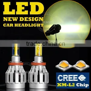 All in One Design LED Yellow Light H8 Drive and Fan Built-in Headlight thumbnail-1