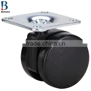 2016 Shenzhen Hot-sale 2 Inches Black Nylon Plate Swivel Plastic Furniture Caster Double Wheels for Suitcase thumbnail-4