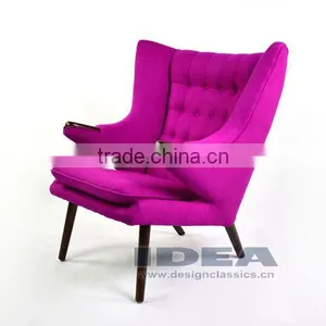 Replica Hans J Wegner Papa Bear Chair - Pink Fabric thumbnail-1