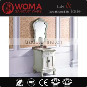 Small Size Bathroom White Cabinet Malaysia Oak Wood Wash Basin Floor Standing Single Basin Vanity NO.3617 thumbnail-1