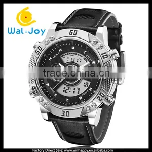 WJ-5446 Genuine Leather Strap IP Plating High Quality Double Show Ohsen Waterproof Men Sport Watch thumbnail-4