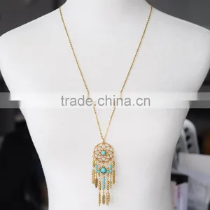 Collier Femme Plume Dreamcatcher Native American Fringe Necklace Collier Attrape Reve Colares Boho Chic Collana Acchiappasogni thumbnail-4