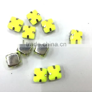 6*6mm Square Noen Yellow Pastel Candy Acrylic Rhinestone Metal Claw Sewing on Craft Jewelry Fittings Trim Garment thumbnail-2