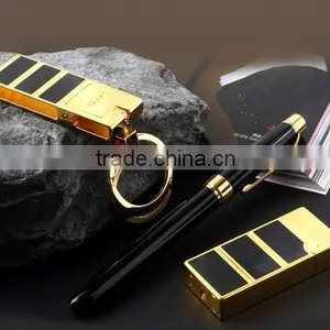 Golden Color Metal Key Chain and Lighter Business Gift Set thumbnail-2