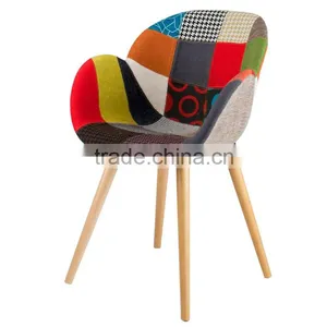 Promotional Colorful Fabric Seat Solid Wood Chair Frame in Dining Chairs thumbnail-6