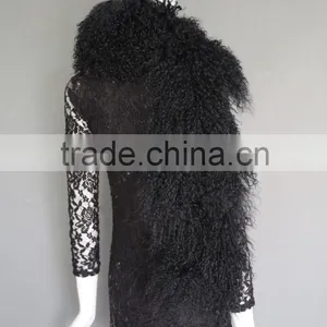 Fashion Girl's Scarf Tibet Lamb Fur Scarf Winter Scarf Oversized Fur Scarf Fashionable Real Fur Scarf thumbnail-4