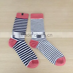 Colorful Thin Stripe Combed Cotton Knitting In Stock Dress Socks Quality Choice thumbnail-2
