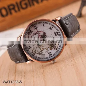 Fashion Map Roman Numerals Wristwatch Leather Bracelet Wrist Watch thumbnail-5