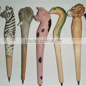 Animal Wooden Carving Creative Ballpoint Pen Wood Ball Point Pens Handmade Sculpture Student Ball-point thumbnail-5