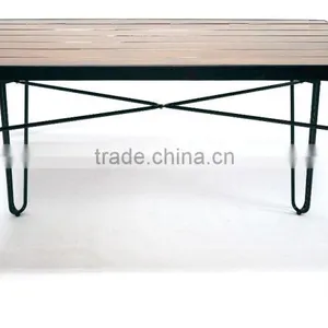 Cafe /restaurant Wooden Round Dining Table, Outdoor Wire Base Wooden Top Table thumbnail-3