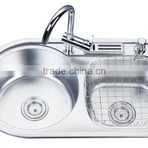 Gourmet Double Bowl Top Mount Stainless Steel Kitchen Sink w/ Knife Holder B10 thumbnail-1