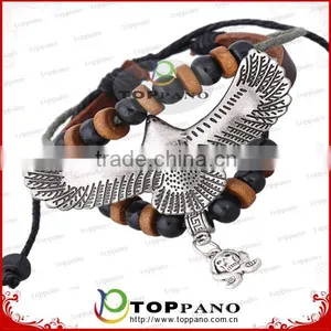 Top Quality Leather Bracelet Manufacturer Metal Stainless Steel Charm Leather Bracelet Jewelry thumbnail-1