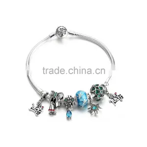 B0005 Fine Handmade 925 Sterling Silver DIY Charm Bangle Jewelry For Women thumbnail-1