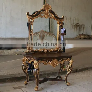 Antique Custom Designs Mahogany Console Table With Mirror thumbnail-1