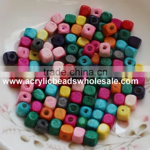 Diy Mixed Colorful Cube Wooden Bead Wholesale 5/6/8mm For Children Jewelry Kits thumbnail-1
