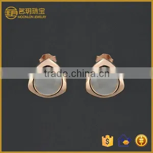 Latest Design Fashion 18 Karat Gold Plated Cat's Eye Stud Earrings thumbnail-1