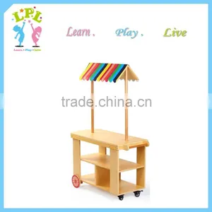 Wholesale High Quality Mobile Wooden Toys Vending Cart for Kids thumbnail-4
