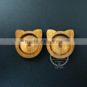 18mm Setting Size Vintage Style Natual Log Wood Cat Round Bezel Pendant Setting DIY Findings Supplies 1411131 thumbnail-1