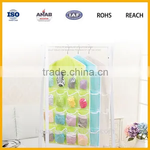 PVC+Polyester 16 Pockets Over Door Cloth Shoe Organizer Hanging Hanger Closet Space Baby Shoe Storage Bag thumbnail-5