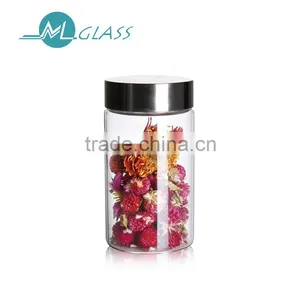 Wholesale 450ml Glass Jar Storage Jar With Stainless Steel Lid Handmade Heat Resistant Glassware N6222 thumbnail-1