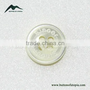 18L 4 Holes Round Rim Real Troca Shell Mother of Pearl Shirt Button With Logo Engraved on thumbnail-1