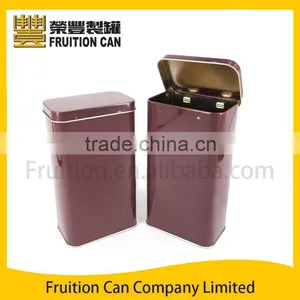 Tall Rectangular Tin Box for Tea Coffee Can Container thumbnail-1