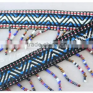 Hot Selling 5cm Width Polyester Ethnic Cheap Beaded Fringe Trim Wholesale thumbnail-4