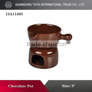 Beautiful Mini Green Stonware Chocolate Fondue Set thumbnail-5