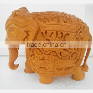Wooden Elephant Jaipur Handmade Statue Sculpture India Rich Art And Craft Rajasthan Animal Figure Lion thumbnail-1