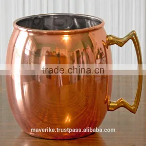 16 oz Solid Copper Moscow Mule Mug /Copper Moscow Mule Mugs With Riveted Handle thumbnail-3