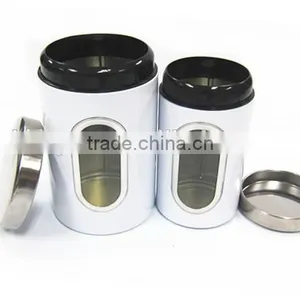 White Stainless Steel Window Storage Canister Set With Lids thumbnail-5