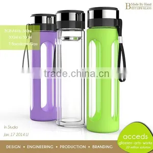 Custom Unbreakable Eco Thermal Pyrex Tea Filter Glass Water Bottle thumbnail-2