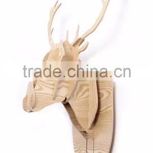 Indoor Wall Mounted Wooden Deer Head Decoration thumbnail-3