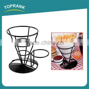 Metal Food Cone Holder Wire French Fry Holder With Condiment Stand thumbnail-1