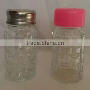 2016 China Suppliers Wholesale Mini Cylinder Glass Diamond Spice Jar With Plastic Lids/metal Lids thumbnail-2