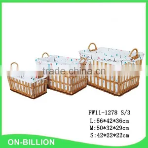 Home Storage Nested Wicker Knitting Baskets With 2 Side Handles thumbnail-1