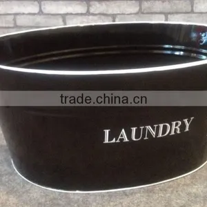 Black Laundry Bucket With White Rim thumbnail-2