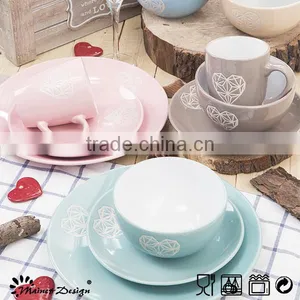 China Ceramic Diamond Heart Emboss Dinnerware Set thumbnail-5