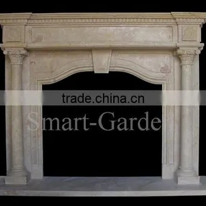Home Decoration Stone Carvings and Sculptures White Natural Marble Cheap Fireplace Mantel thumbnail-4