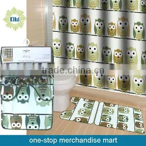 Waterproof Polyester Shower Curtain With Bath Mat Set thumbnail-4